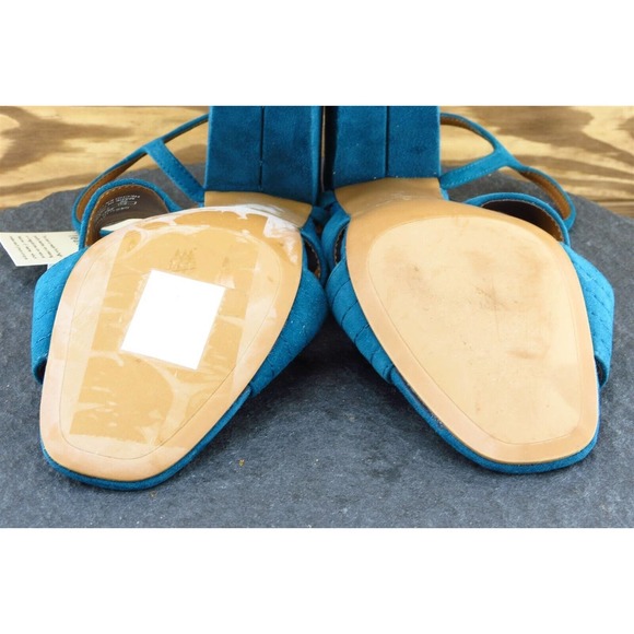 Zara Sz 36 M Blue Ankle Strap Leather Women Sandals - Picture 6 of 7